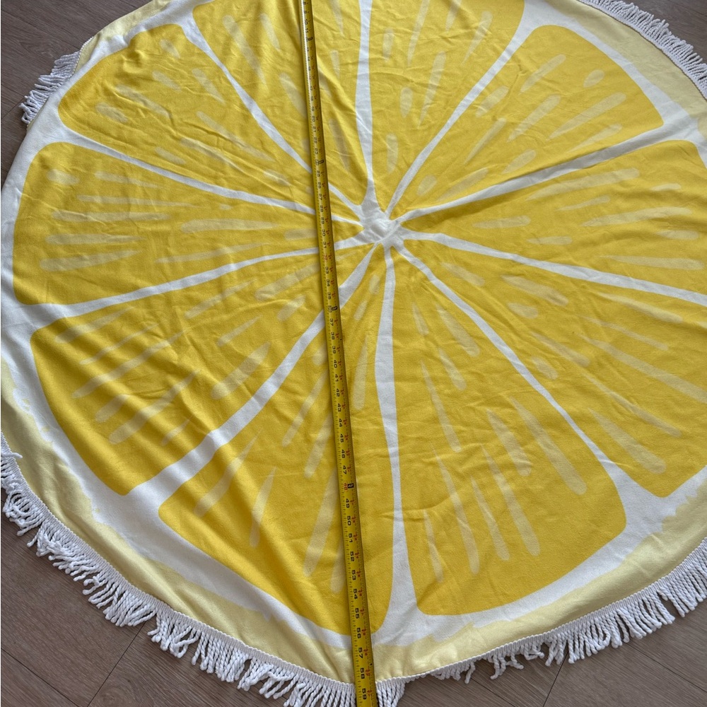 Yellow Lemon Slice Round Beach Towel